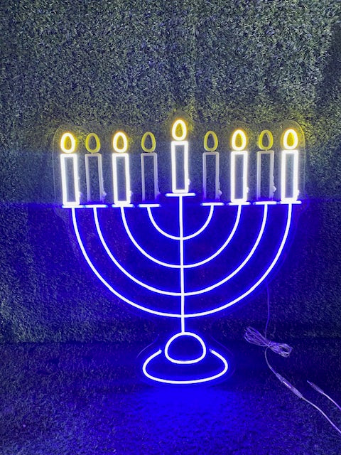 LED Neon Electric Menorah Sign