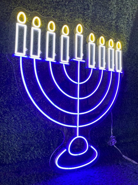 LED Neon Electric Menorah Sign