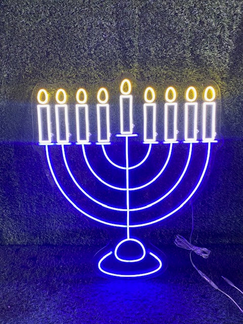 LED Neon Electric Menorah Sign